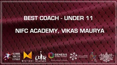 Honoring dedication. The Best Coach award for the Under 11 category in the School Soccer League.