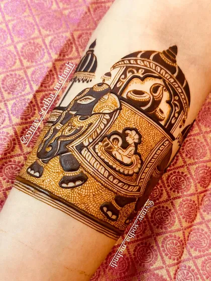 A "bridal startup" design featuring a grand elephant with a howdah, ready for a royal procession.