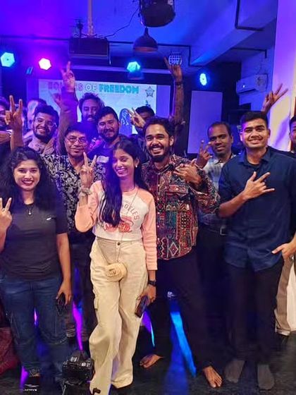 A group photo from our "Echoes of Freedom" special event, bringing people together to celebrate through art.