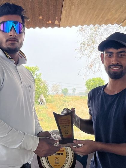 Ankit Kumar Jha receiving the Man of the Match award for his great spell in the final.