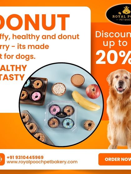 Fluffy, healthy, and made just for dogs! My donuts are a fun and tasty treat. This image shows the natural ingredients like bananas and apples that I use to make them both delicious and nutritious.