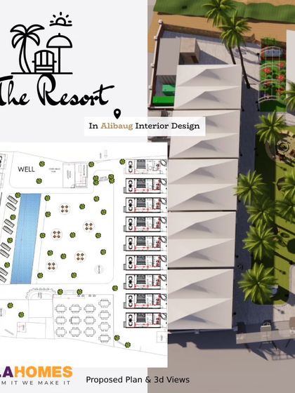Here we combine the 2D site plan with a 3D aerial view. This presentation method gives our clients a complete understanding of the project, showing both the technical layout and the aesthetic vision in one image.