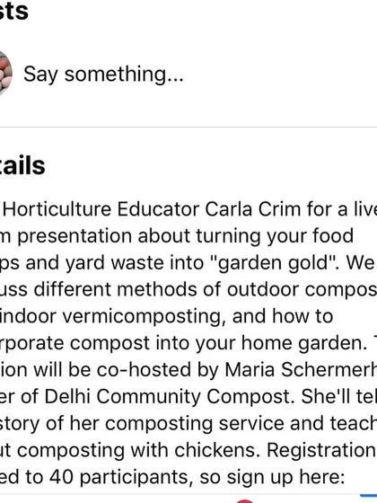 Here are the details for a live Zoom presentation I co-hosted about turning food scraps into "garden gold." In these sessions, I often share my personal story and my specific techniques for composting with chickens.