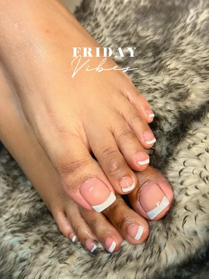 Don't forget your feet! I provide at-home pedicures too, ensuring your toes look just as polished. Here is a classic French pedicure, looking clean and elegant.