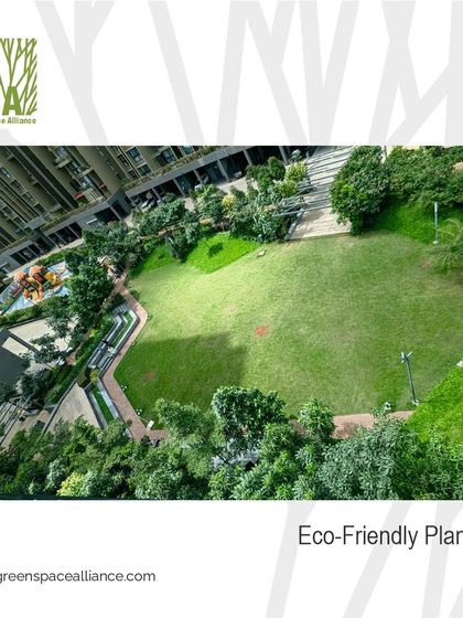 Eco-friendly planning is at the heart of what we do. This aerial view of a residential green space highlights our commitment to maximizing green cover and creating sustainable urban environments.