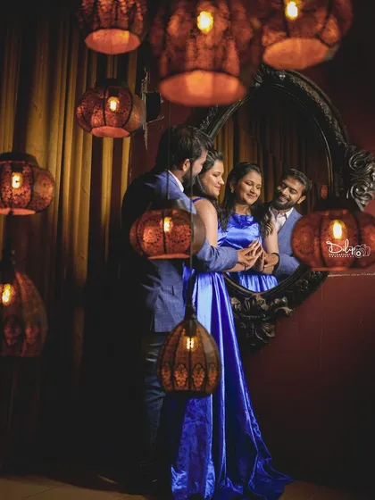Another angle of the royal room, showing the couple's reflection and the beautiful ambiance created by the lamps.