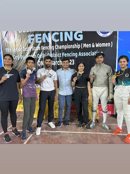 The entire group of senior medalists from the Delhi State Championship, a testament to the strength of our senior program.