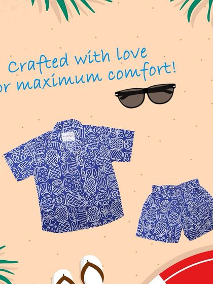 Our blue doodle print co-ord set, another great option for summer. It's crafted from soft cotton to keep your toddler comfortable.