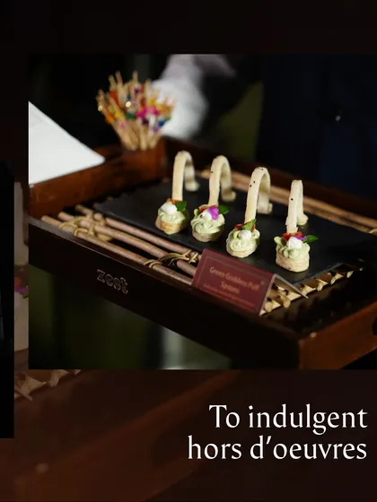 A close-up of our edible "Green Goddess Spoons" on a serving tray.