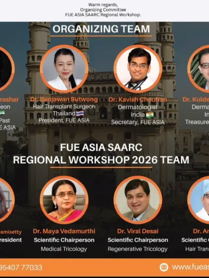 As Vice President of FUE Asia, I was honored to be part of the organizing team for the FUE Asia SAARC Regional Workshop 2026 in Hyderabad. My contributions included talks, debates, and leading a hands-on regenerative medicine workshop.