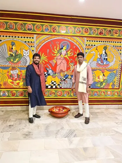 After a wonderful show in Lucknow. The beautiful artwork in the background added to the festive spirit.