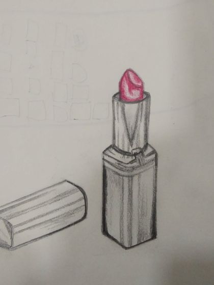 A little bit of color makes this 3D lipstick sketch pop. A fun exercise in drawing everyday objects.
