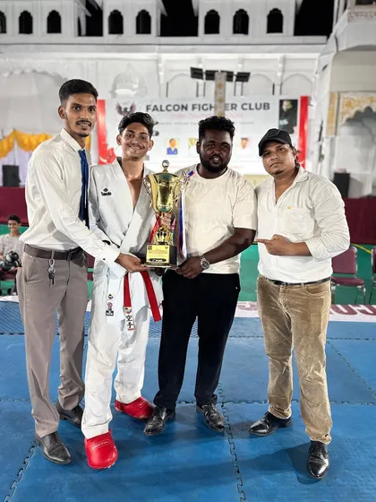 A closer look at Taran with his Grand Championship trophy. This is the kind of success that fuels our motivation to train even harder.