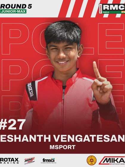 Eshanth Vengatesan on pole position in the Junior Max class for Round 5.