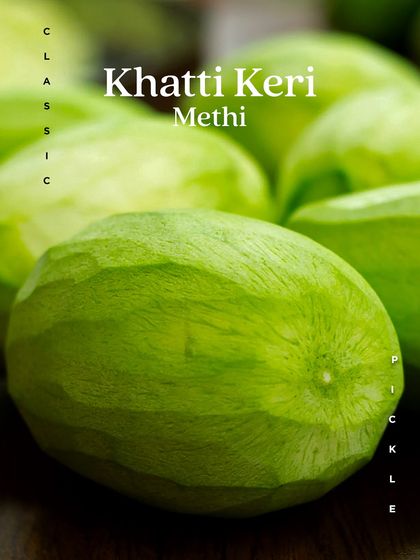 A whole, peeled Rajapuri mango, ready to be transformed into our delicious Khatti Keri Methi pickle.