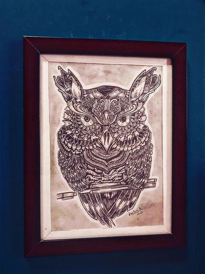 A collection of my other framed A4 size zentangle and sketch artworks, including various animals and patterns.