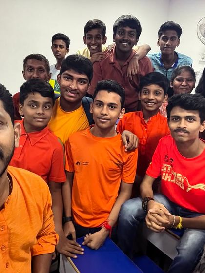 Another group photo from our Orange-themed celebration, capturing the vibrant energy of the day.