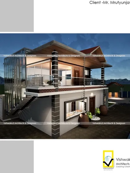 This is a night-view render I created for the Rock Villa. It helped the client visualize how the architectural lighting would transform the property after sunset, creating a warm and dramatic ambiance.