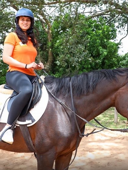 A member of the Embassy Group team enjoys a horse ride during their offsite. We can incorporate recreational activities like riding to make any corporate event more memorable.