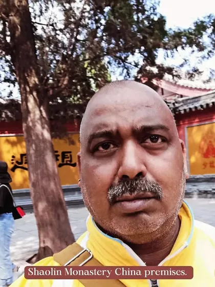 On the premises of the Shaolin Monastery. The grounds are a living museum of Chinese martial arts and Buddhist culture.