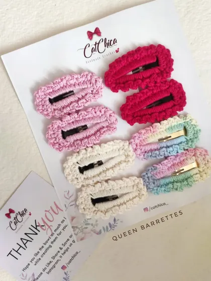 Our 'Queen Barrettes' are a hit! This set includes shades of pink and a beautiful rainbow pastel clip.