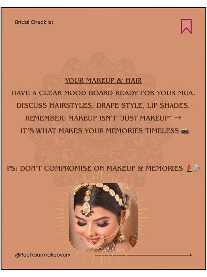 A checklist tip on makeup and hair. Have a clear mood board ready for your MUA and discuss your preferences. Remember, makeup isn't just makeup, it's what makes your memories timeless.