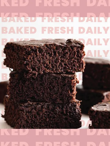 All my desserts are baked fresh daily with the finest ingredients. This stack of brownies is a testament to that promise.