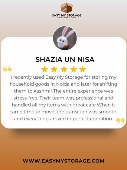 This five-star review from Shazia Un Nisa details her stress-free experience storing household goods and then moving them to Kashmir. We are happy everything arrived in perfect condition after a smooth transition.