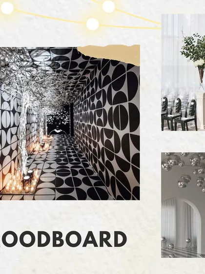 Visualizing the key elements for 'Love & Illusion', including the dramatic illusion tunnel entrance and the stunning disco ball ceiling.