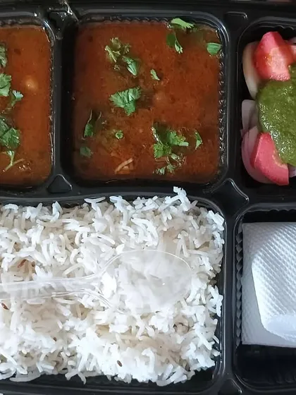 A simple meal of yellow chana, rice, and roti. Sometimes, the simplest meals are the most satisfying.