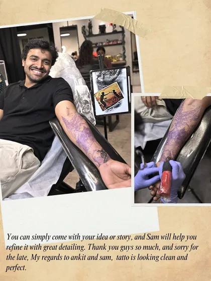 "You can simply come with your idea or story, and Sam will help you refine it with great detailing." The final moments of a session, ensuring the client is happy.