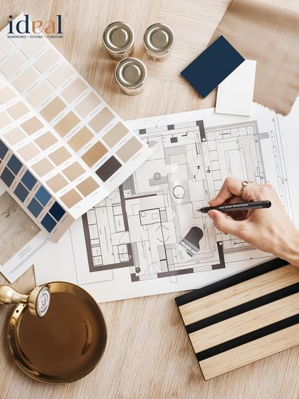 Great designs start with intention. This image captures the essence of our design process, showing a floor plan being detailed alongside color swatches and material samples. It’s where your dream space begins to take shape on paper.