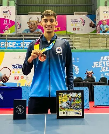 Deepit Patil with his bronze medal from the National Games in Goa. This was his second medal at the event, highlighting his consistent performance as part of the successful Team Maharashtra.