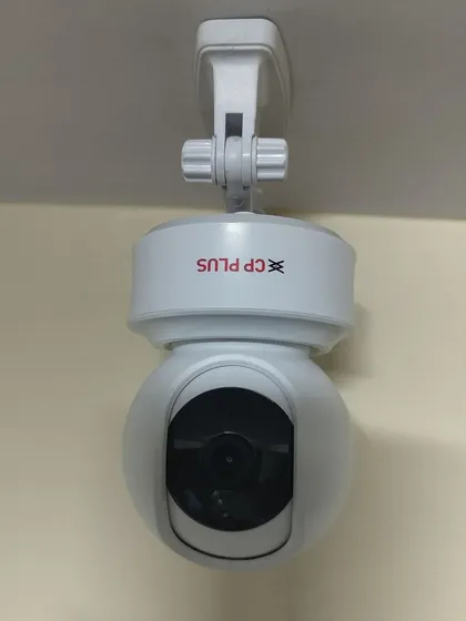 A clean and discreet installation of a CP Plus Wi-Fi camera, ready to secure the room.