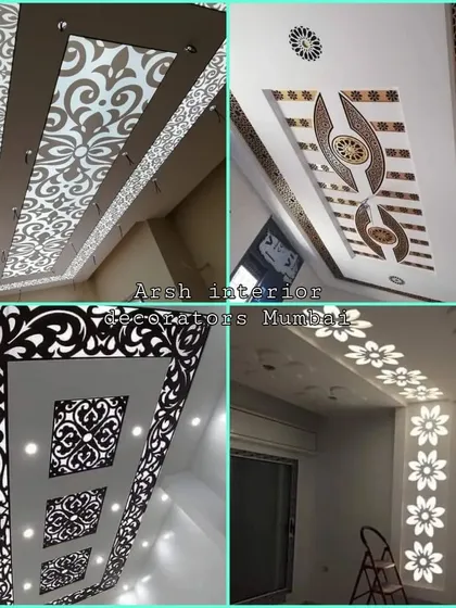 For a touch of elegance, I incorporate decorative acrylic CNC jali (lattice) panels into my ceiling designs. These panels can be backlit to create beautiful patterns and serve as a stunning centerpiece for any room.