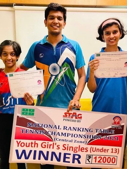 Me with our national medalists Divyanshi and Shubha.