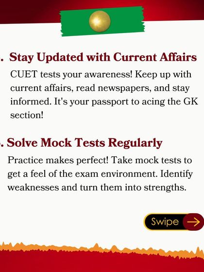 Tips 5 and 6 advise students to stay updated with current affairs for the GK section and to solve mock tests regularly to simulate the exam environment.