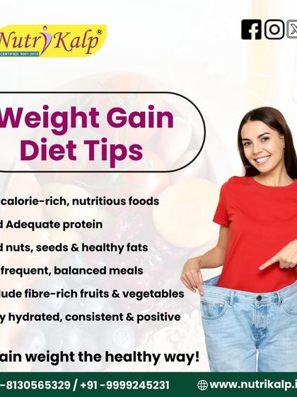 Looking to gain weight? This infographic provides tips for healthy weight gain, such as eating calorie-rich foods, adding adequate protein, and including nuts and seeds in your diet.