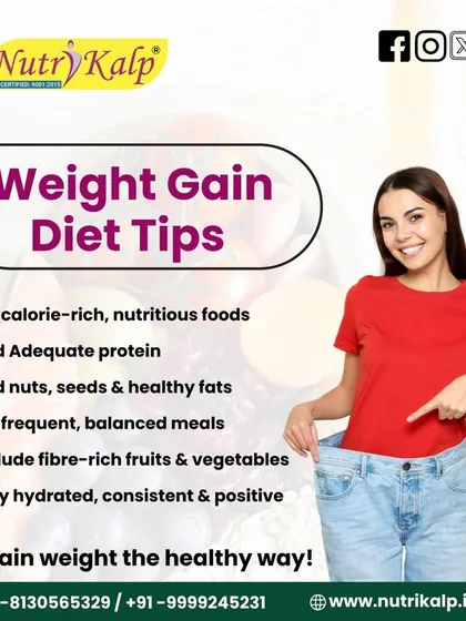 Looking to gain weight? This infographic provides tips for healthy weight gain, such as eating calorie-rich foods, adding adequate protein, and including nuts and seeds in your diet.