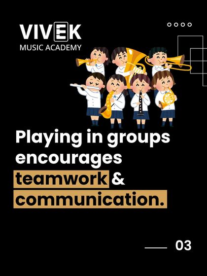 Music is often a team sport. Playing in ensembles and groups, as depicted here, teaches our students valuable teamwork and communication skills as they learn to listen to each other and create something together.