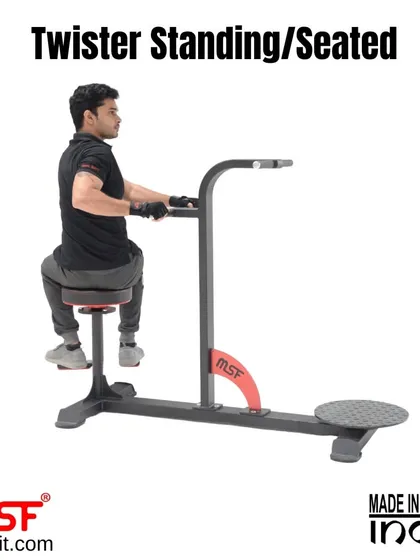 A side view of a user on the seated twister.