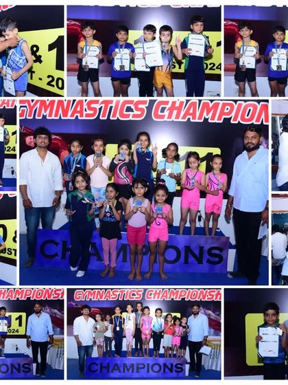 More moments of triumph from various competitions, showcasing our gymnasts with their medals, trophies, and proud coaches.