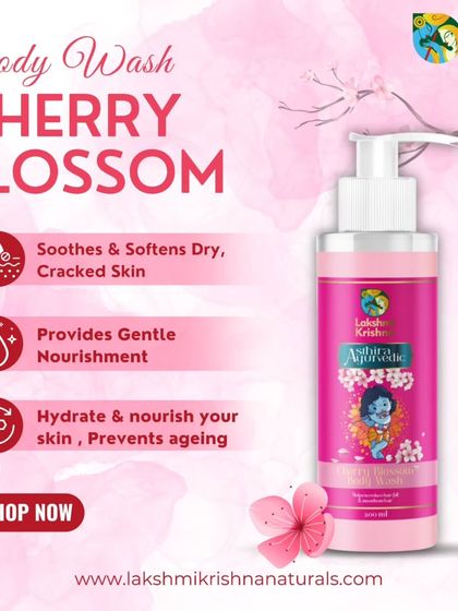 Our Cherry Blossom Body Wash soothes and softens dry, cracked skin. It provides gentle nourishment and hydration to prevent aging and leave your skin feeling refreshed.