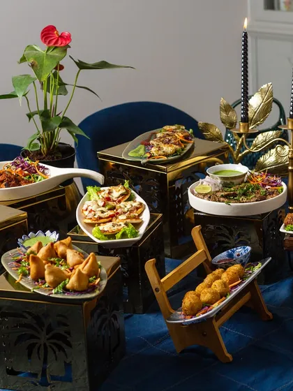 Here is a look at a vibrant grazing table, where I artfully arranged a variety of my best appetizers. From mini samosas and cheese balls to fresh kebabs, it’s a visual and culinary centerpiece for any event.