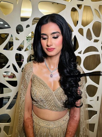 A closer look at the glittery eye makeup. I used a blend of gold and bronze shimmers to create a multi-dimensional effect that really sparkles under the lights.