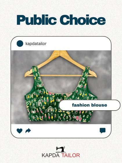 Public choice. This graphic highlights one of our most-loved fashion blouses, a beautiful green printed piece.