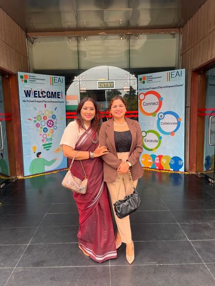 A photo with a fellow professional at the Bharat Entrepreneurship Summit. I enjoy collaborating and sharing ideas on how to integrate wellness into the fast paced world of startups and established companies.