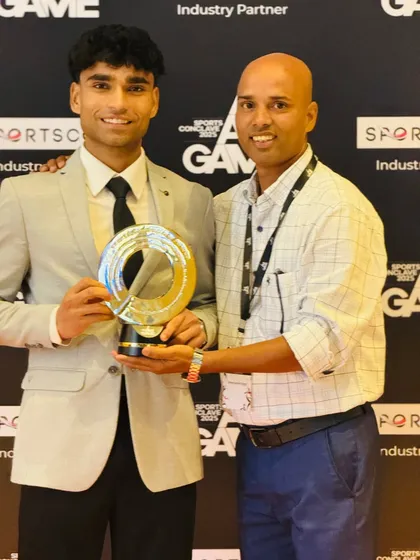 A close-up of Shaurya with his award, a symbol of his dedication and the bright future ahead.