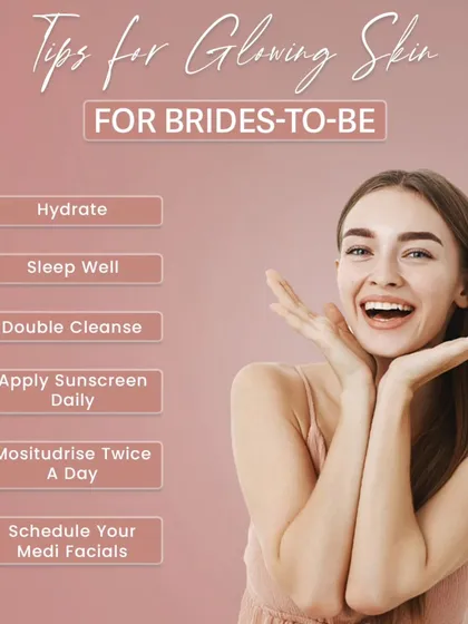Achieving your best bridal skin involves more than just clinical treatments. I always advise my brides-to-be to follow these simple daily rules: stay hydrated, get enough sleep, double cleanse at night, and never skip sunscreen.