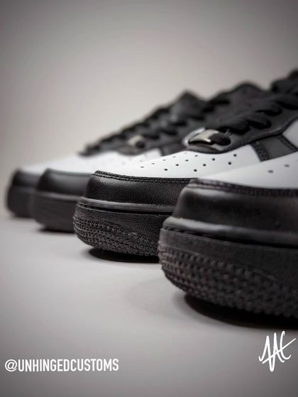 It's not easy to get your hands on multiple pairs of black Air Force 1s at short notice, but I managed it for the Budweiser order. This is the "before" shot.